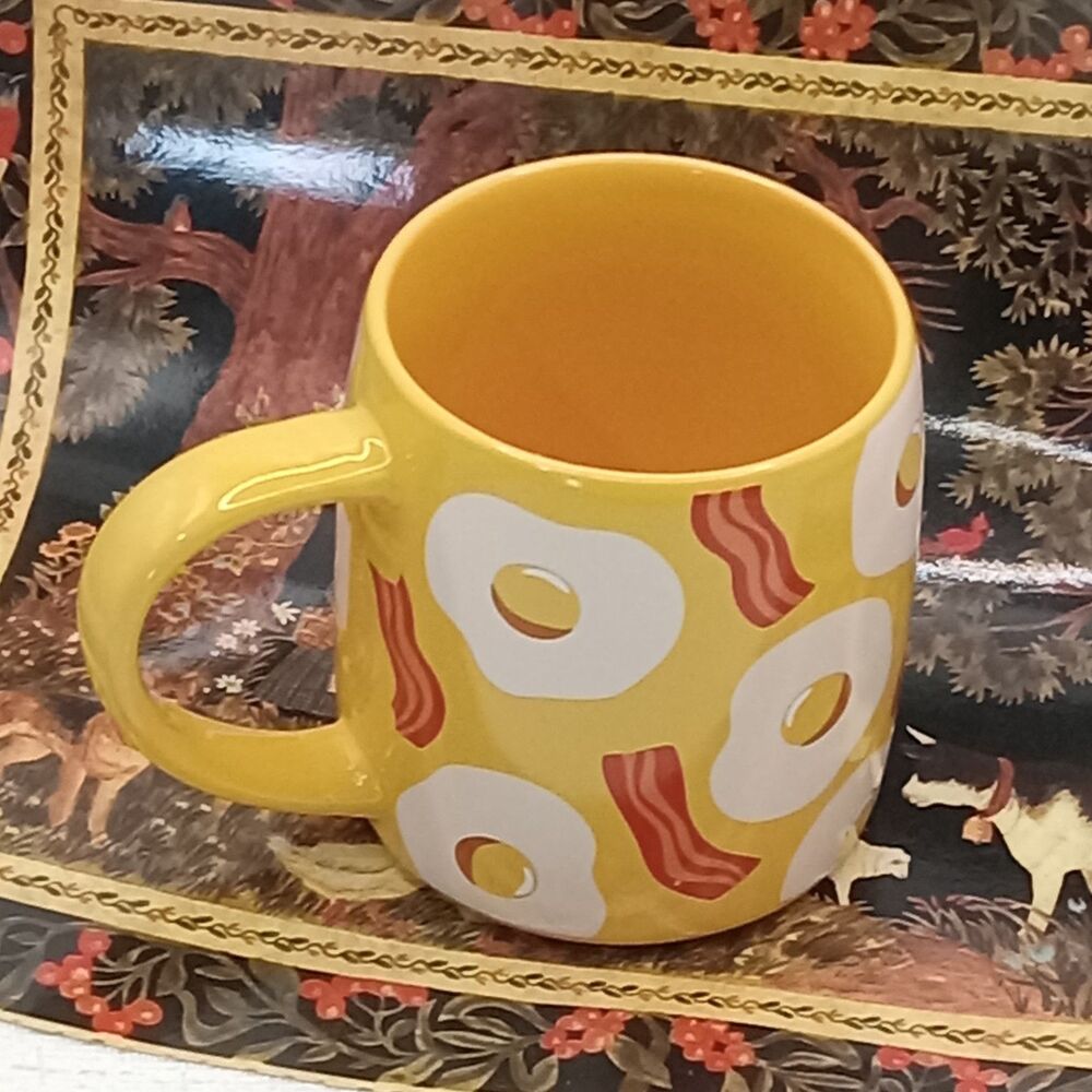 Bacon & Egg Yellow Breakfast Mug 20oz Mainstays Ceramic Novelty Kitchen